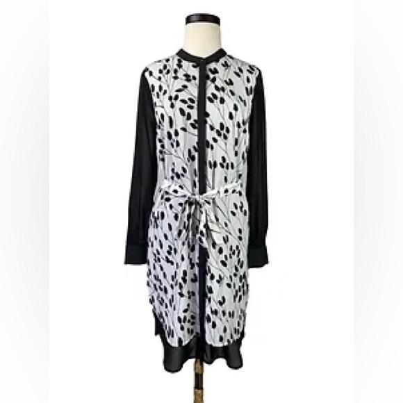 DKNY | Black/Ivory Print Shirt Dress | Size Medium - Picture 2 of 7